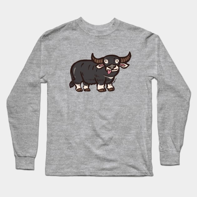 Water buffalo Long Sleeve T-Shirt by nokhookdesign